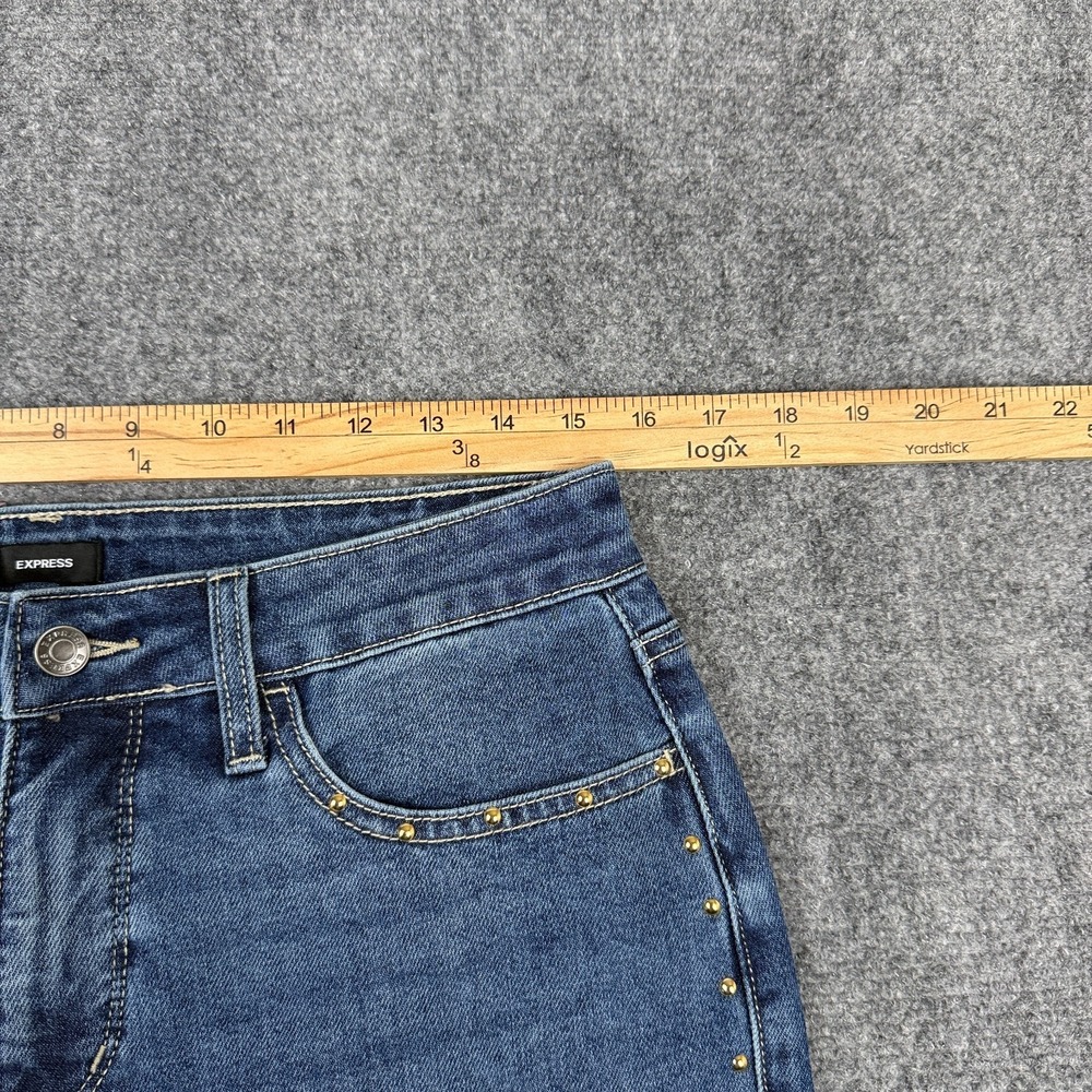Express Embellished Jean Womens Size 6 Straight Leg Studded Medium Wash NWT - Picture 9 of 14